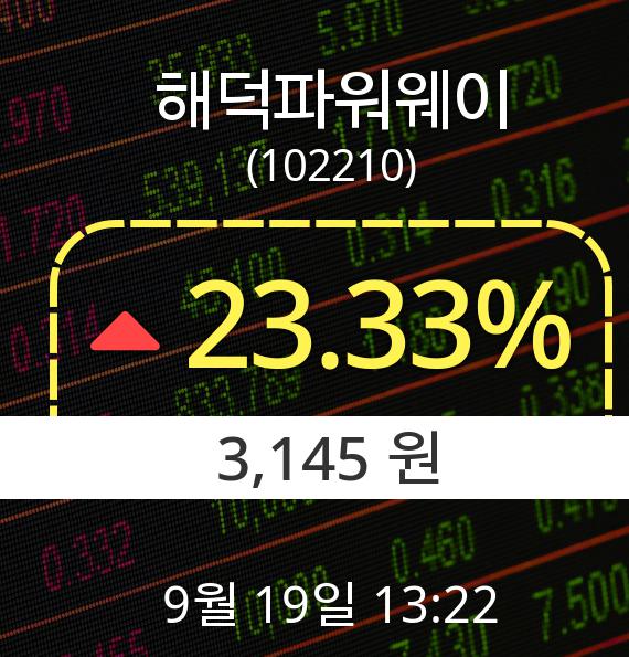 19일 해덕파워웨이주가 오후 1시 22분 3,145원