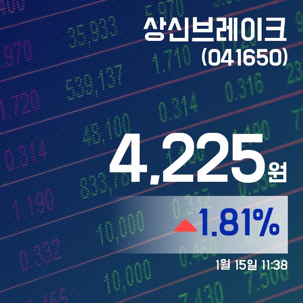 (주식종목) 15일 상신브레이크주가 4,225원