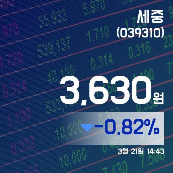 (종목상세정보) 21일 세중현재가격 3,625원
