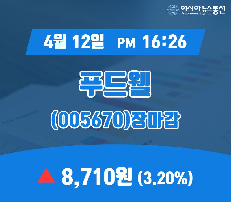장종리포트 푸드웰 주가 8,710원 장 마쳐