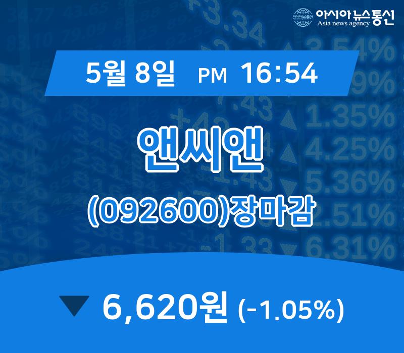 (장종리포트) 8일 마감 앤씨앤 주가 6,620원으로 종료