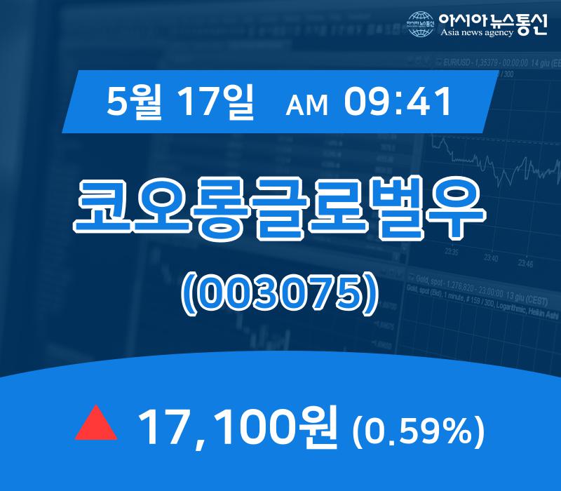 (아통증시) 17일 코오롱글로벌우 증시현황 17,100원