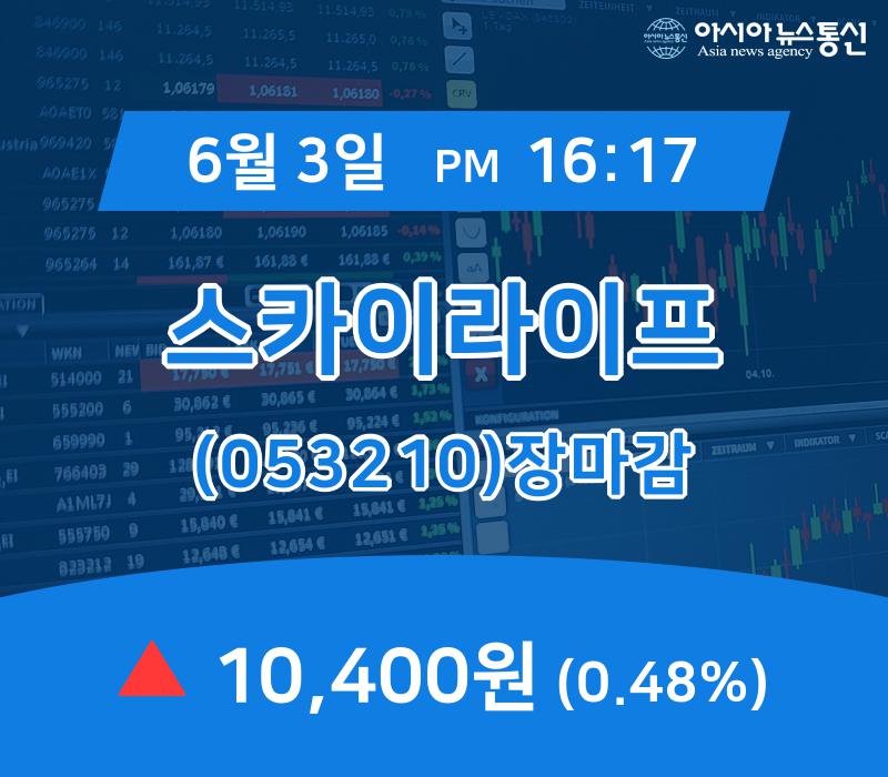 (3일 마감보고) 스카이라이프 주가 10,400원 마감