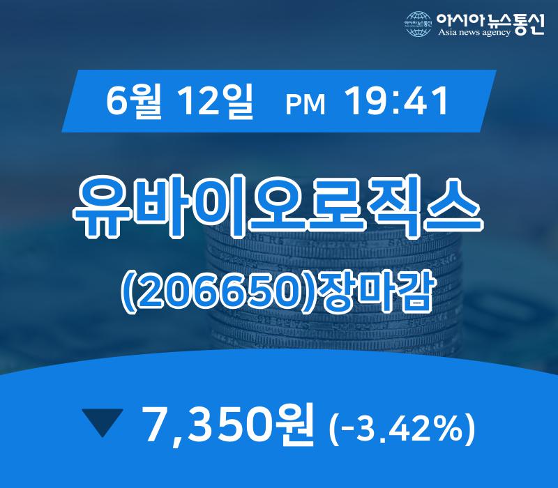 [특징주 주가정보] 유바이오로직스 주가 7,350원 장 마쳐