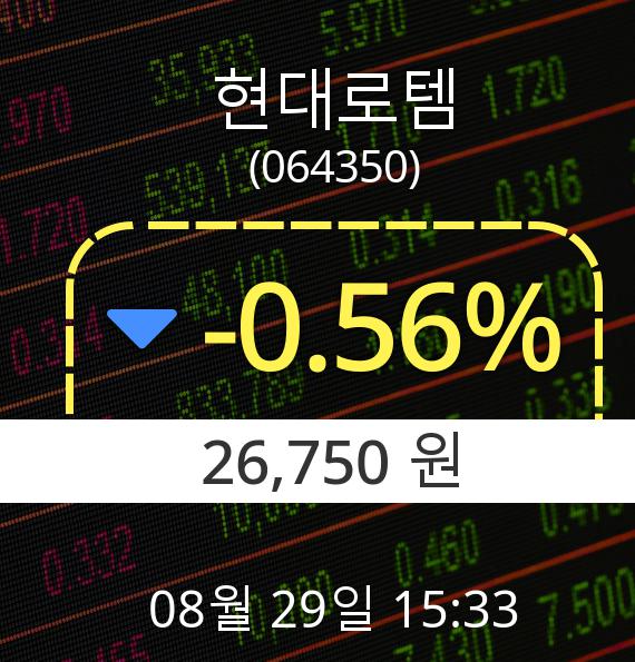 ▲8월 29일 현대로템 의 주가정보