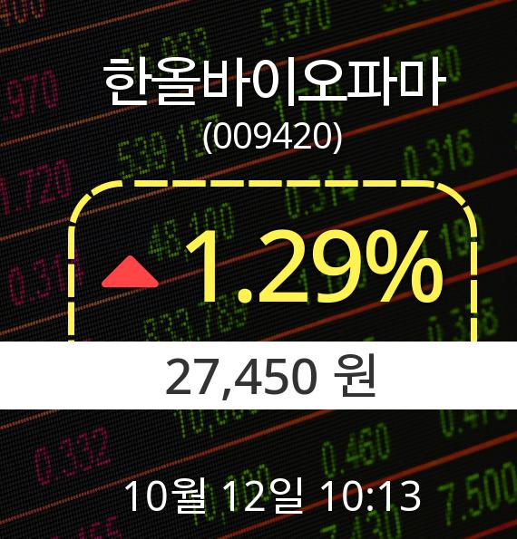 ▲10월 12일 한올바이오파마 의 주가정보