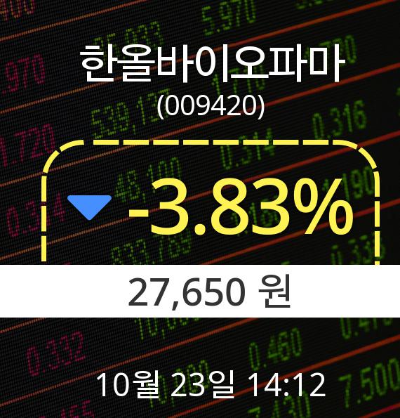 ▲10월 23일 한올바이오파마 의 주가정보