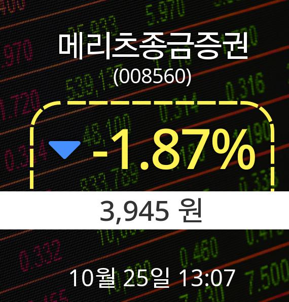 ▲10월 25일 메리츠종금증권 의 주가정보