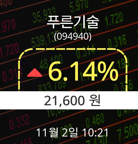 ▲11월 2일 푸른기술 의 주가정보