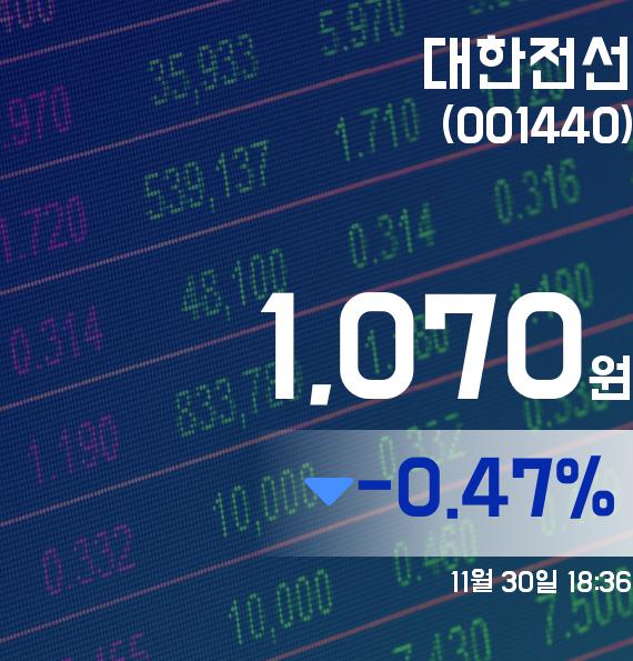 ▲11월 30일 대한전선 의 주가정보
