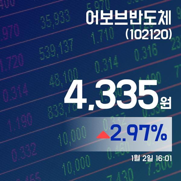 ▲1월 2일 어보브반도체 의 주가정보