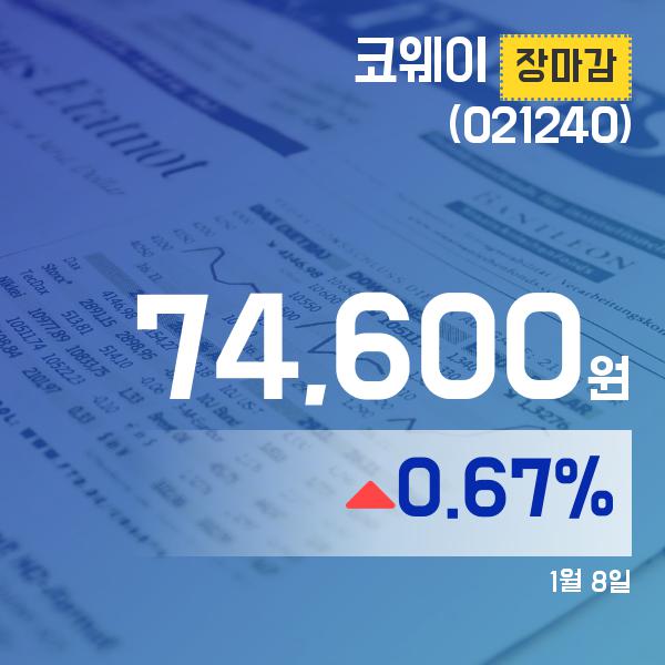 ▲1월 8일 코웨이 의 주가정보