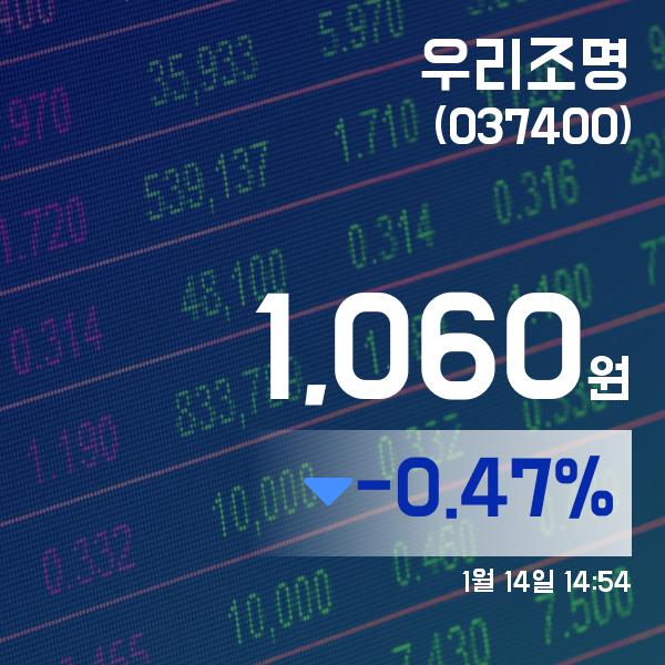 ▲1월 14일 우리조명 의 주가정보