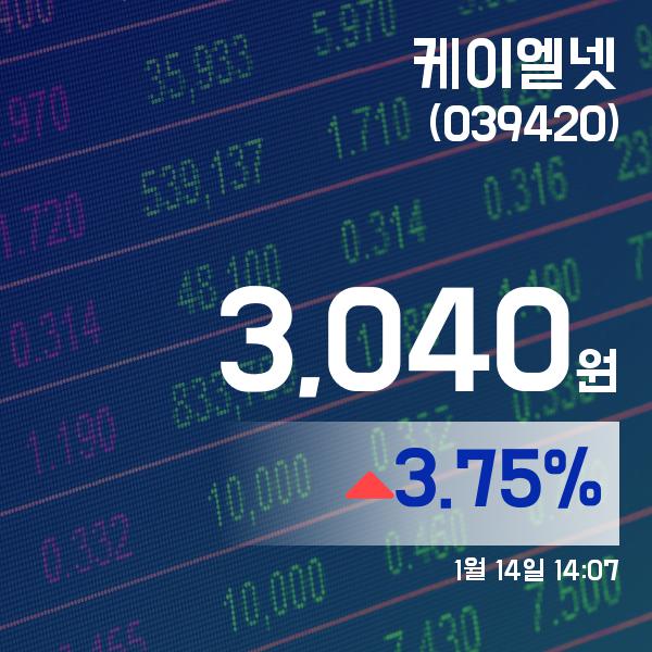 ▲1월 14일 케이엘넷 의 주가정보