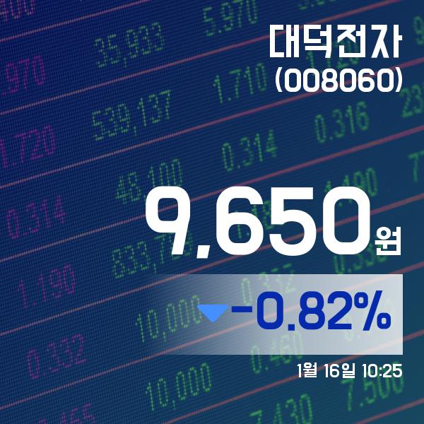 ▲1월 16일 대덕전자 의 주가정보