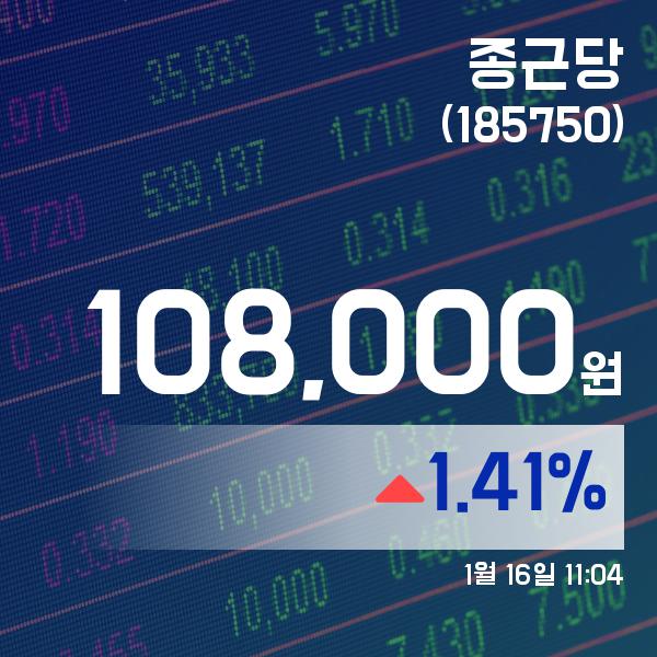 ▲1월 16일 종근당 의 주가정보
