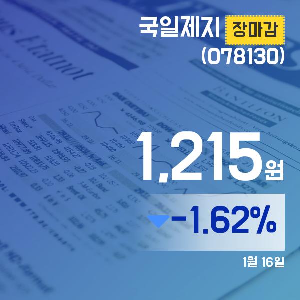 ▲1월 16일 국일제지 의 주가정보