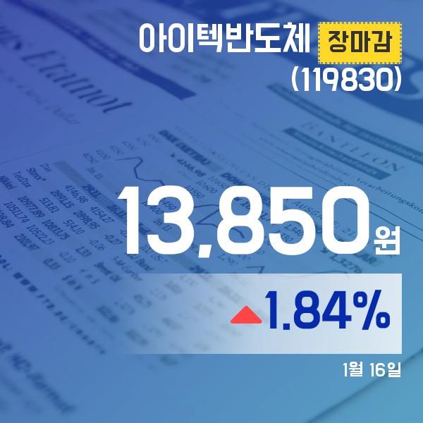 ▲1월 16일 아이텍반도체 의 주가정보