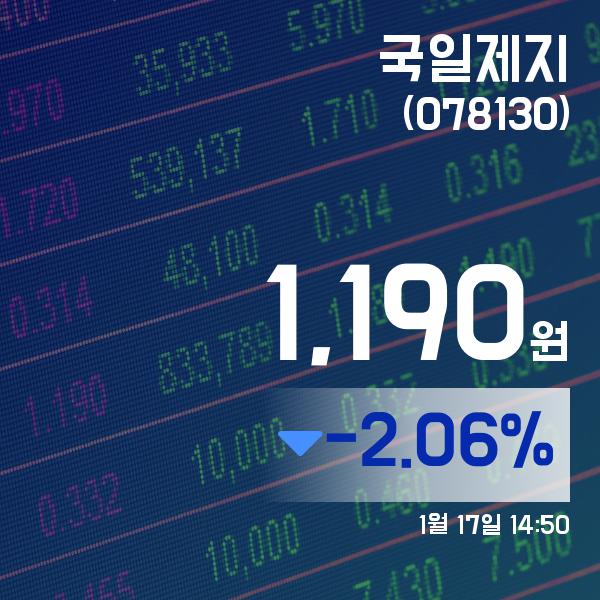 ▲1월 17일 국일제지 의 주가정보