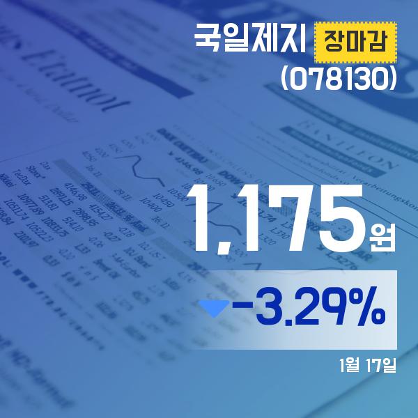 ▲1월 17일 국일제지 의 주가정보