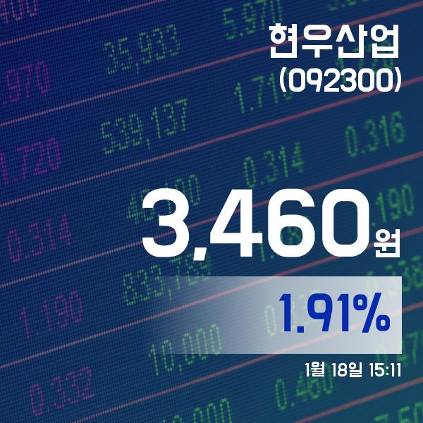 ▲1월 18일 현우산업 의 주가정보