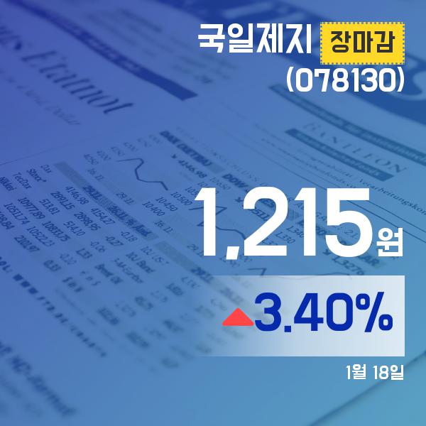 ▲1월 18일 국일제지 의 주가정보