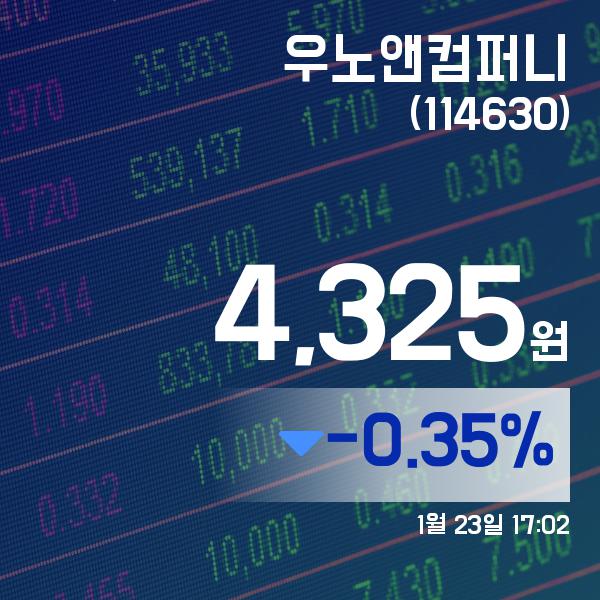 ▲1월 23일 우노앤컴퍼니 의 주가정보