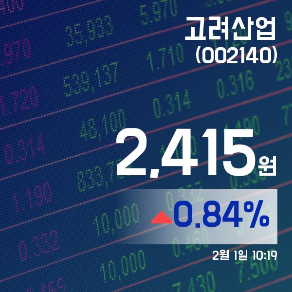 ▲2월 1일 고려산업 의 주가정보