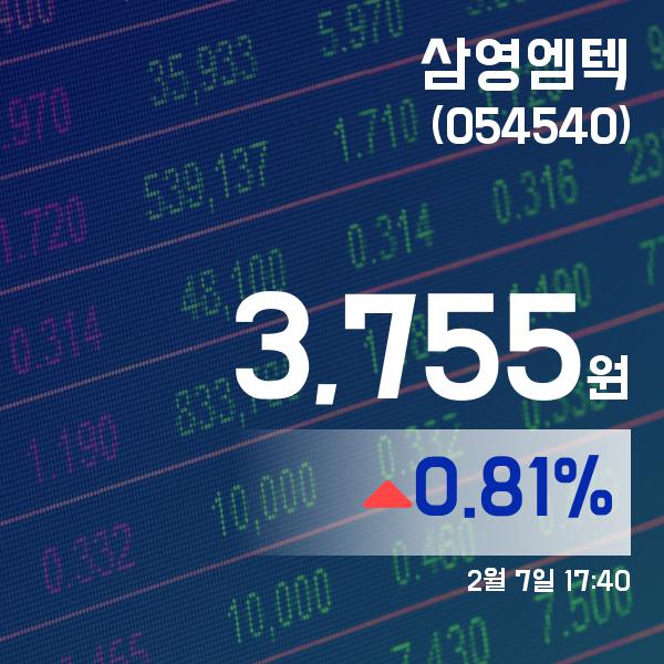 ▲2월 7일 삼영엠텍 의 주가정보