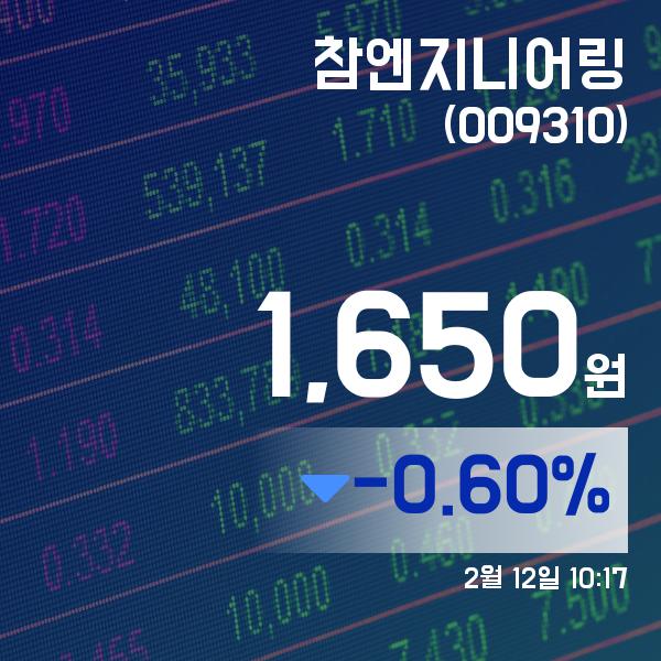 ▲2월 12일 참엔지니어링 의 주가정보