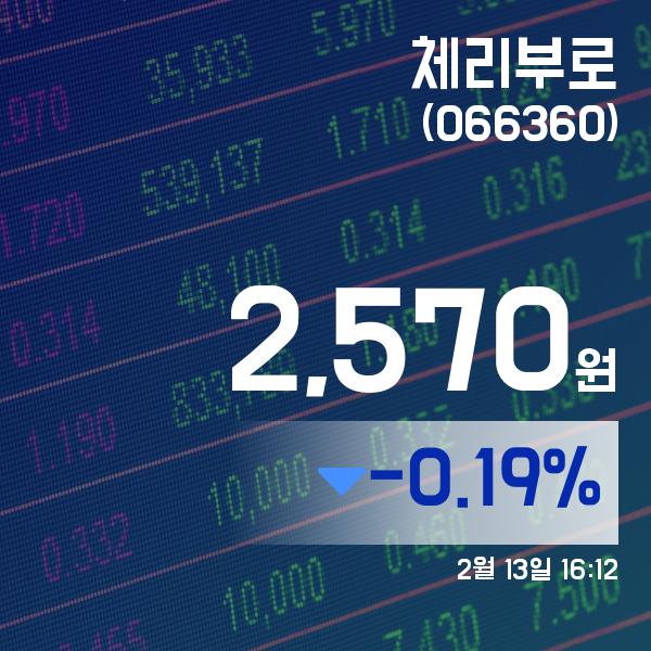 ▲2월 13일 체리부로 의 주가정보