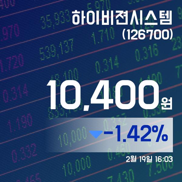 ▲2월 19일 하이비젼시스템 의 주가정보