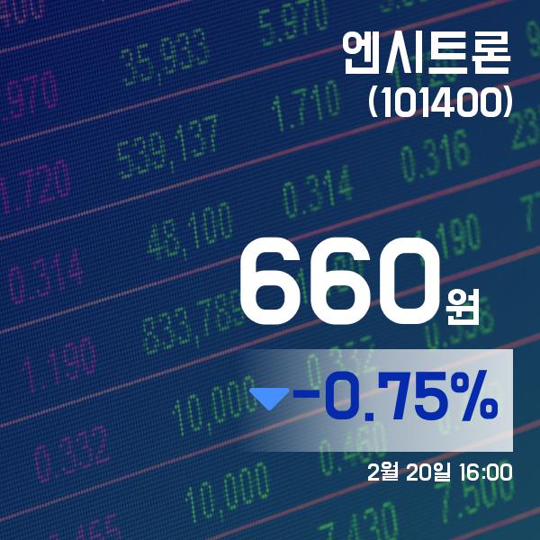 ▲2월 20일 엔시트론 의 주가정보