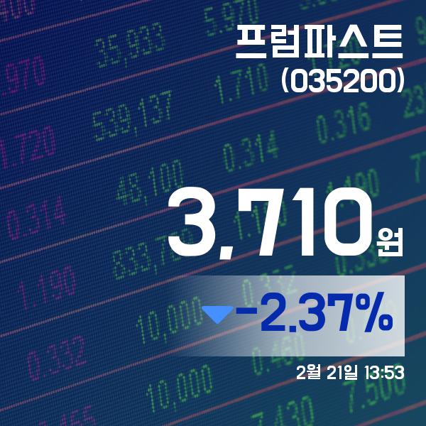 ▲2월 21일 프럼파스트 의 주가정보