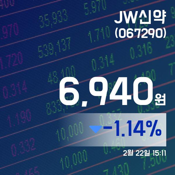 ▲2월 22일 JW신약 의 주가정보
