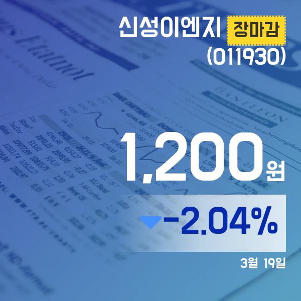 ▲3월 19일 신성이엔지 의 주가정보