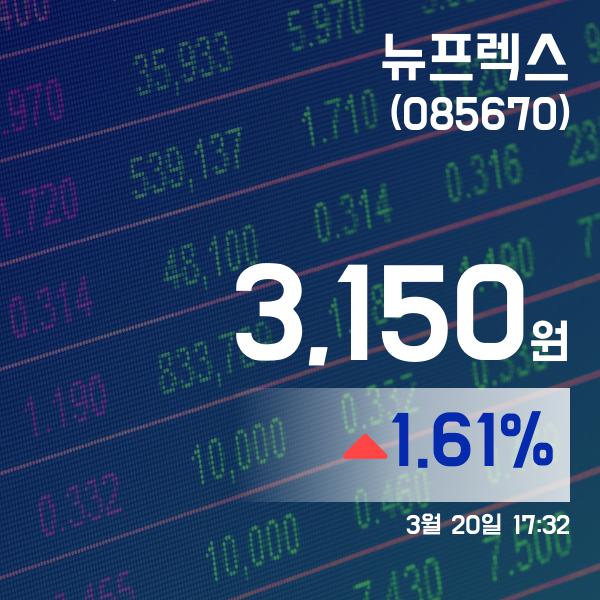 ▲3월 20일 뉴프렉스 의 주가정보
