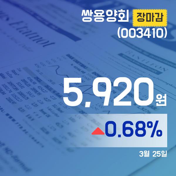 ▲3월 25일 쌍용양회 의 주가정보