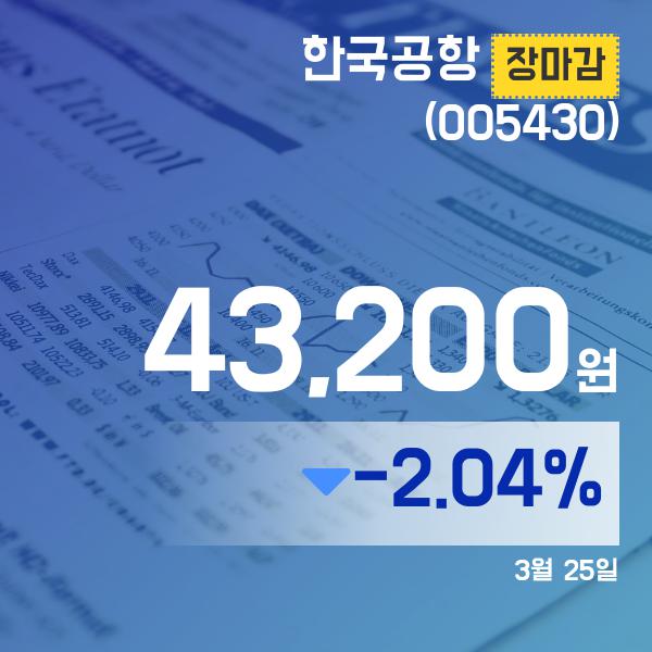 ▲3월 25일 한국공항 의 주가정보