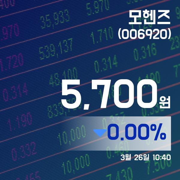 ▲3월 26일 모헨즈 의 주가정보