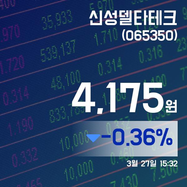 ▲3월 27일 신성델타테크 의 주가정보