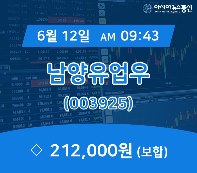 ▲6월 12일 남양유업우 의 주가정보